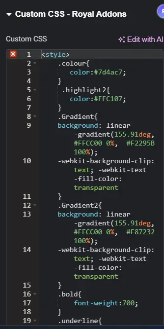Royal Addon Custom CSS Code for animated Button in Elementor